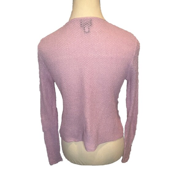 Women’s Eileen Fisher LAVENDER Cropped 100% Linen Long Sleeve Sweater Sz Small - Picture 4 of 10
